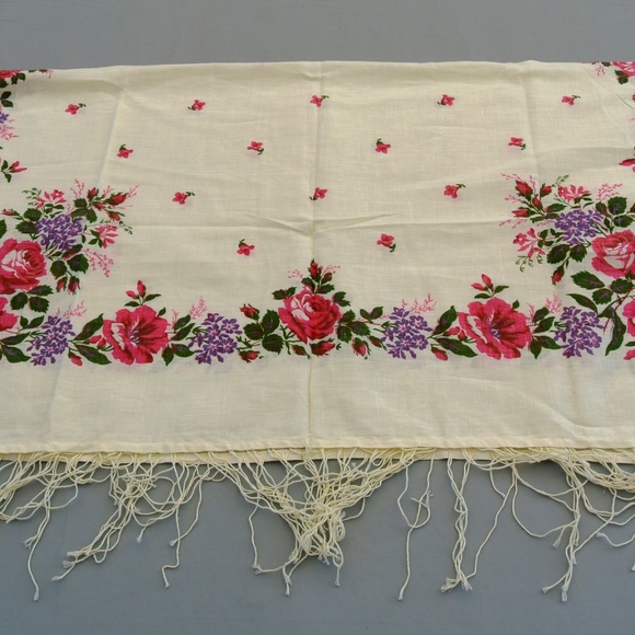 Shawl Peasant Style with Flowers Size 36" x 36" New Colors! - Picture 3 of 5